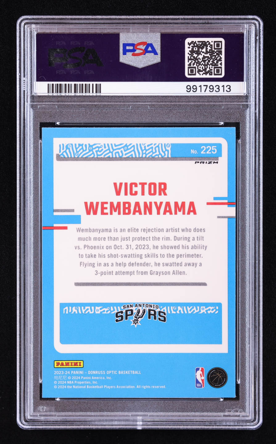 Victor Wembanyama 2023-24 Donruss Optic Hyper Pink #225 RR RC (PSA 10) at PristineAuction.com Victor Wembanyama 2023-24 Donruss Optic Hyper Pink #225 RR RC (PSA 10) at PristineAuction.com