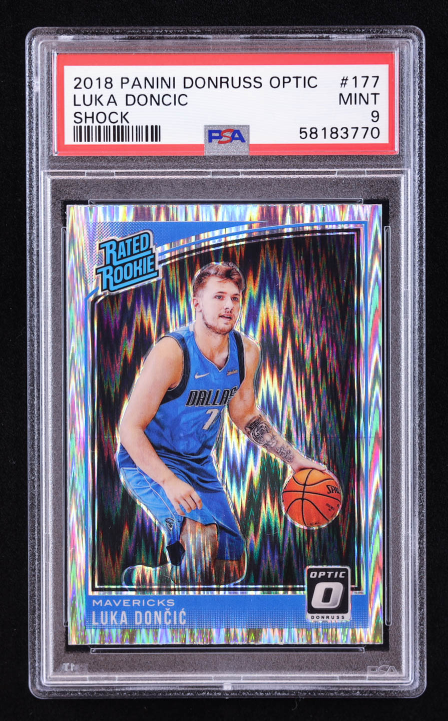 Luka Doncic 2018-19 Donruss Optic Shock #177 RR RC (PSA 9) at PristineAuction.com Luka Doncic 2018-19 Donruss Optic Shock #177 RR RC (PSA 9) at PristineAuction.com