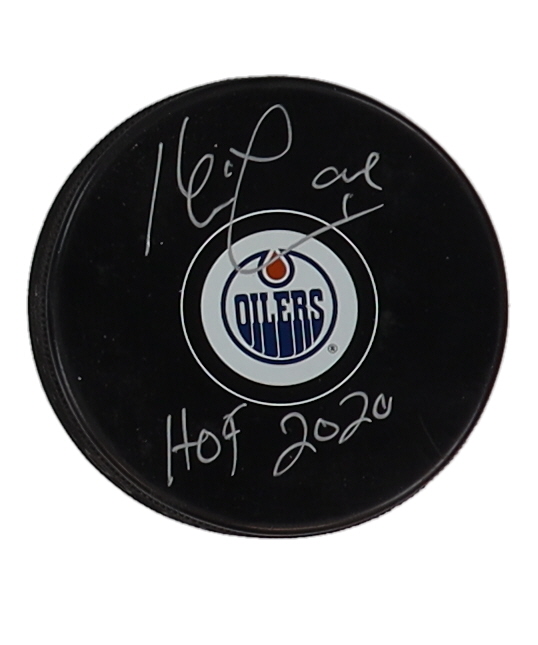 Kevin Lowe Signed Oilers Logo Hockey Puck Inscribed "HOF 2020" (Premium Autographs) at PristineAuction.com Kevin Lowe Signed Oilers Logo Hockey Puck Inscribed "HOF 2020" (Premium Autographs) at PristineAuction.com