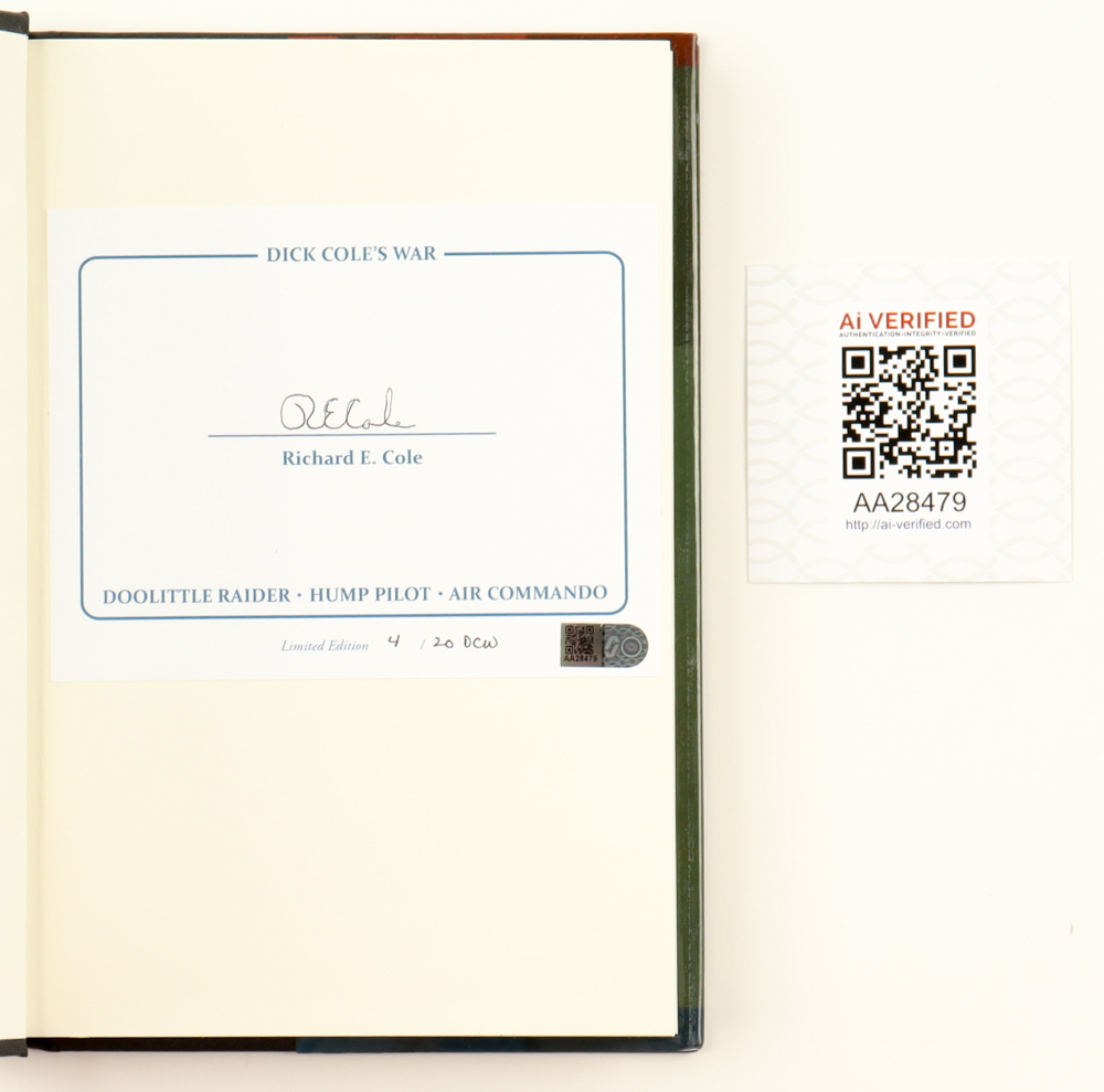 Doolittle Raiders Richard Cole Hand Signed Limited Edition "Dick Cole's War" Hardcover Book (AIV) at PristineAuction.com Doolittle Raiders Richard Cole Hand Signed Limited Edition "Dick Cole's War" Hardcover Book (AIV) at PristineAuction.com