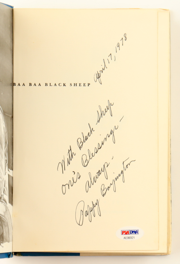 Pappy Boyington Signed "Baa Baa Blacksheep" Book (PSA) WWII MOH Blacksheep Ace at PristineAuction.com Pappy Boyington Signed "Baa Baa Blacksheep" Book (PSA) WWII MOH Blacksheep Ace at PristineAuction.com