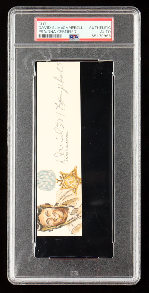 David McCampbell Signed Cut With Portrait WWII Navy Ace 34.5 Victories (PSA) at PristineAuction.com David McCampbell Signed Cut With Portrait WWII Navy Ace 34.5 Victories (PSA) at PristineAuction.com