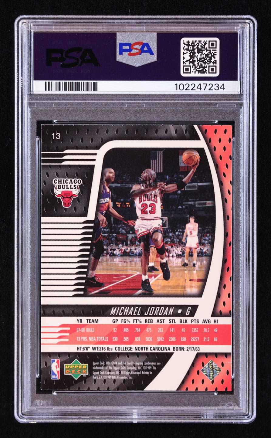 Michael Jordan 1998-99 UD Ionix #13 (PSA 9) at PristineAuction.com Michael Jordan 1998-99 UD Ionix #13 (PSA 9) at PristineAuction.com