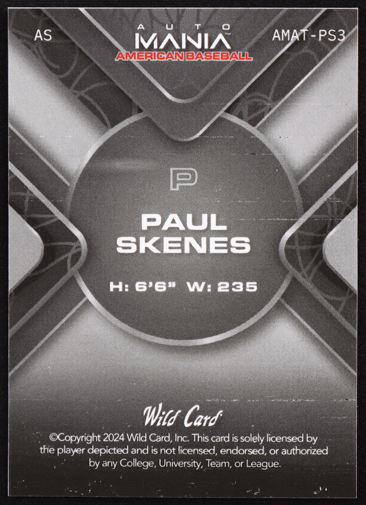 Paul Skenes 2024 Wild Card Auto Mania Triangle American Eagle Cracked Ice #AMATPS3 RC #1/1 at PristineAuction.com Paul Skenes 2024 Wild Card Auto Mania Triangle American Eagle Cracked Ice #AMATPS3 RC #1/1 at PristineAuction.com