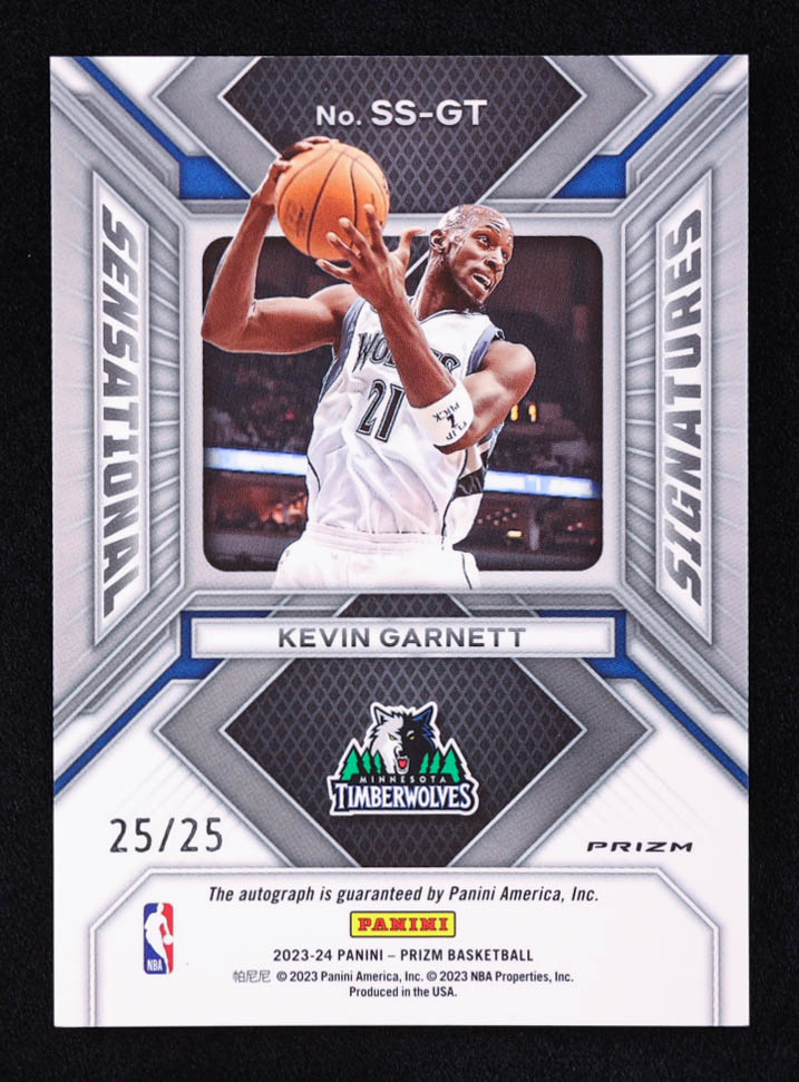 Kevin Garnett 2023-24 Panini Prizm Sensational Signatures Prizms Mojo #59 #25/25 at PristineAuction.com Kevin Garnett 2023-24 Panini Prizm Sensational Signatures Prizms Mojo #59 #25/25 at PristineAuction.com