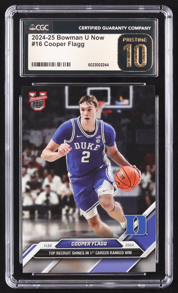 Cooper Flagg 2024-25 Bowman University Now #16 RC (CGC Pristine 10) at PristineAuction.com Cooper Flagg 2024-25 Bowman University Now #16 RC (CGC Pristine 10) at PristineAuction.com