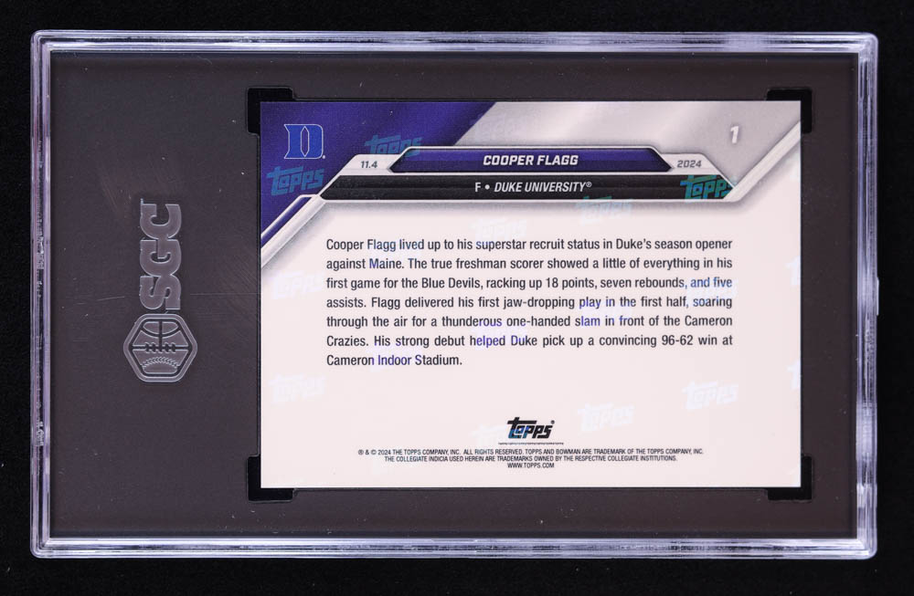 Cooper Flagg 2024-25 Bowman U Now #1 RC (SGC 10) at PristineAuction.com Cooper Flagg 2024-25 Bowman U Now #1 RC (SGC 10) at PristineAuction.com