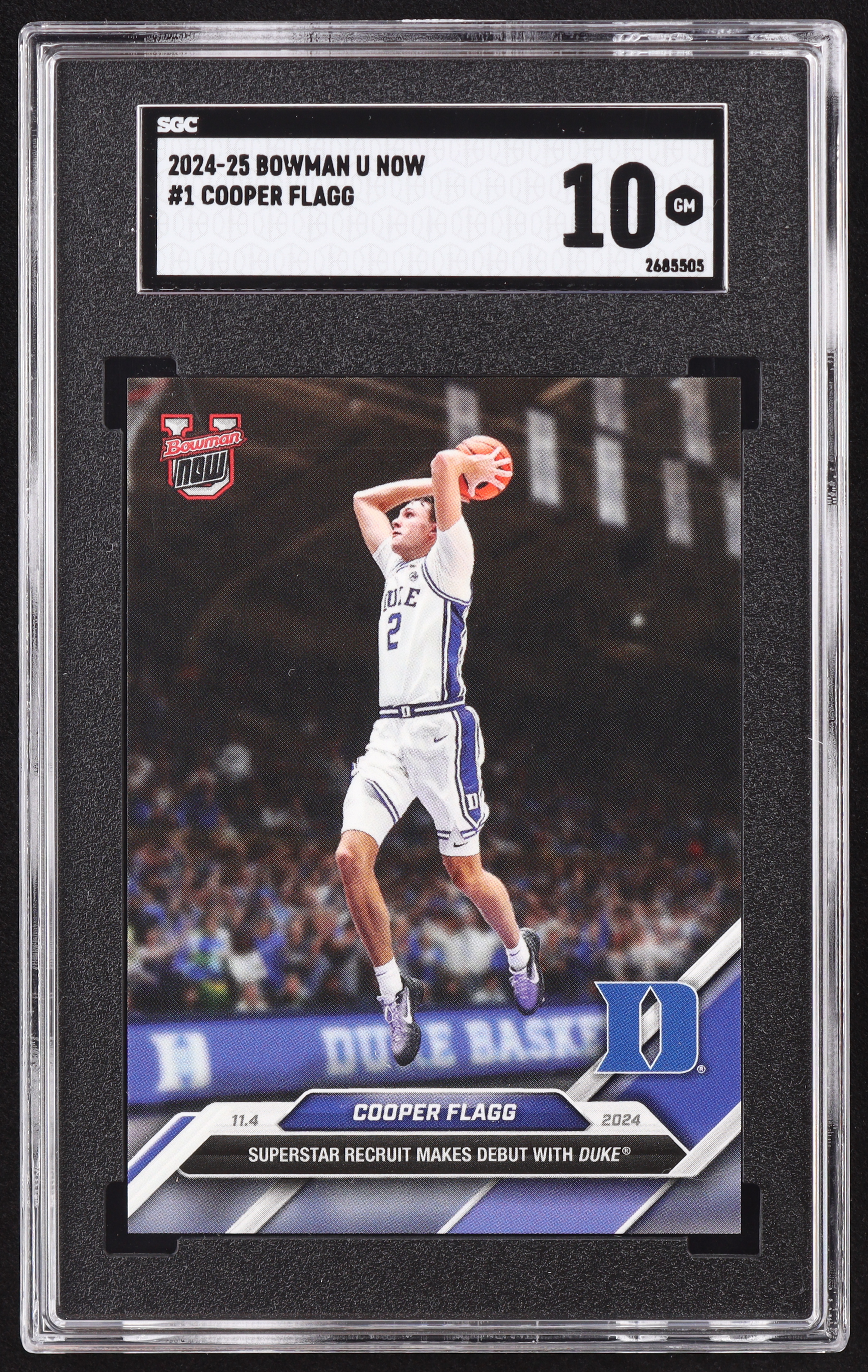 Cooper Flagg 2024-25 Bowman U Now #1 RC (SGC 10) at PristineAuction.com Cooper Flagg 2024-25 Bowman U Now #1 RC (SGC 10) at PristineAuction.com