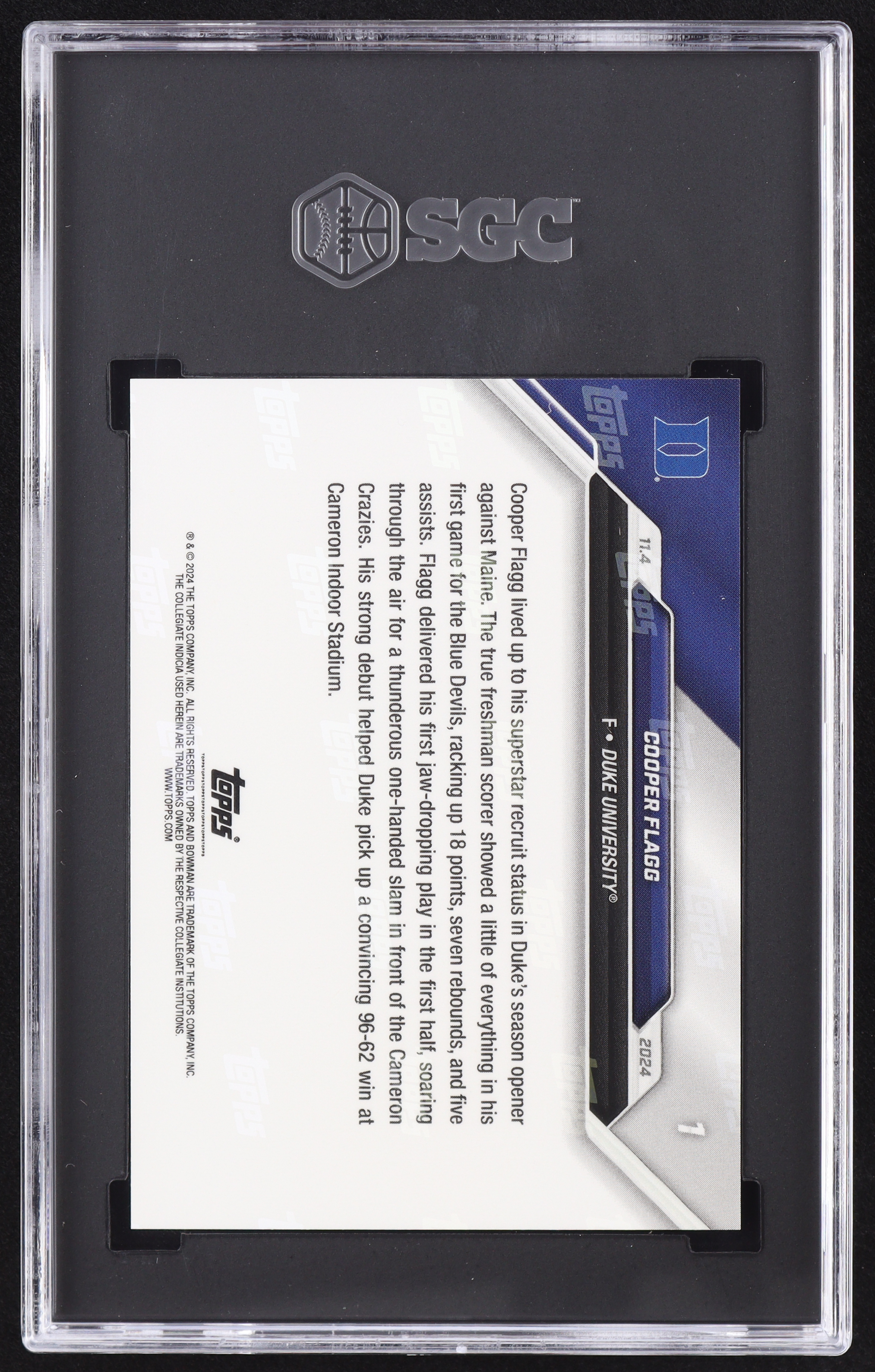 Cooper Flagg 2024-25 Bowman U Now #1 RC (SGC 10) at PristineAuction.com Cooper Flagg 2024-25 Bowman U Now #1 RC (SGC 10) at PristineAuction.com