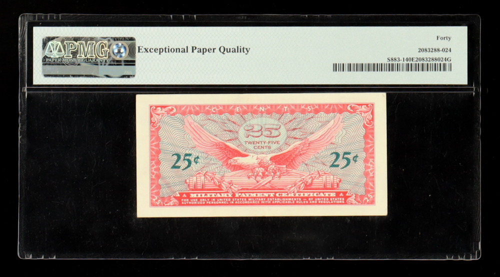U.S. Military 25 Cent Payment Certificate - Series 641 (PMG Extremely Fine 40) at PristineAuction.com U.S. Military 25 Cent Payment Certificate - Series 641 (PMG Extremely Fine 40) at PristineAuction.com