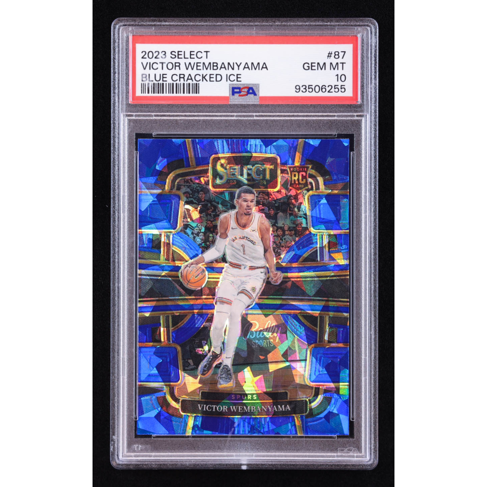 Victor Wembanyama 2023-24 Select Prizms Blue Cracked Ice #87 RC (PSA 10 ...