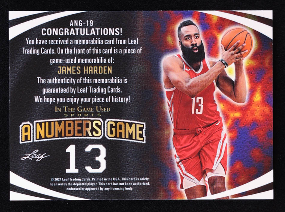 James Harden 2024 Leaf ITG A Numbers Game Spectrum Rainbow #ANG19 #19/50 at PristineAuction.com James Harden 2024 Leaf ITG A Numbers Game Spectrum Rainbow #ANG19 #19/50 at PristineAuction.com