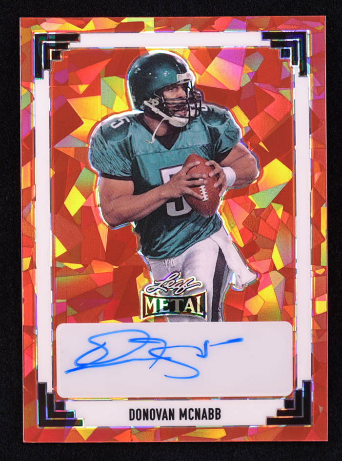Donovan McNabb 2024 Leaf Metal '91 Leaf Autographs Crystal Orange #91ADM1 #2/2 at PristineAuction.com Donovan McNabb 2024 Leaf Metal '91 Leaf Autographs Crystal Orange #91ADM1 #2/2 at PristineAuction.com