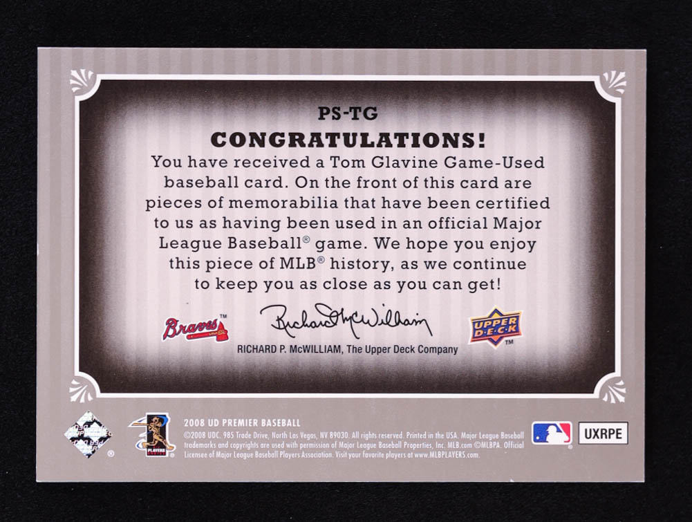 Tom Glavine 2008 Upper Deck Premier Swatches Jersey Number #TG #28/47 at PristineAuction.com Tom Glavine 2008 Upper Deck Premier Swatches Jersey Number #TG #28/47 at PristineAuction.com