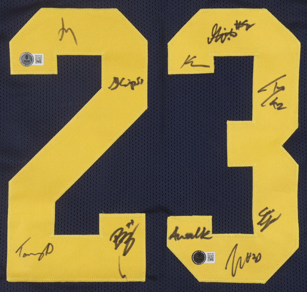 2023 National Champions Jersey Team-Signed by (10) with Tommy Doman, Ja'Den Mcburrows, Greg Crippen, Zeke Berry (Beckett) at PristineAuction.com 2023 National Champions Jersey Team-Signed by (10) with Tommy Doman, Ja'Den Mcburrows, Greg Crippen, Zeke Berry (Beckett) at PristineAuction.com