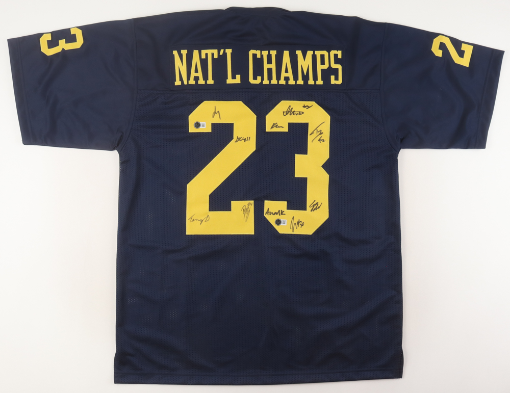 2023 National Champions Jersey Team-Signed by (10) with Tommy Doman, Ja'Den Mcburrows, Greg Crippen, Zeke Berry (Beckett) at PristineAuction.com 2023 National Champions Jersey Team-Signed by (10) with Tommy Doman, Ja'Den Mcburrows, Greg Crippen, Zeke Berry (Beckett) at PristineAuction.com