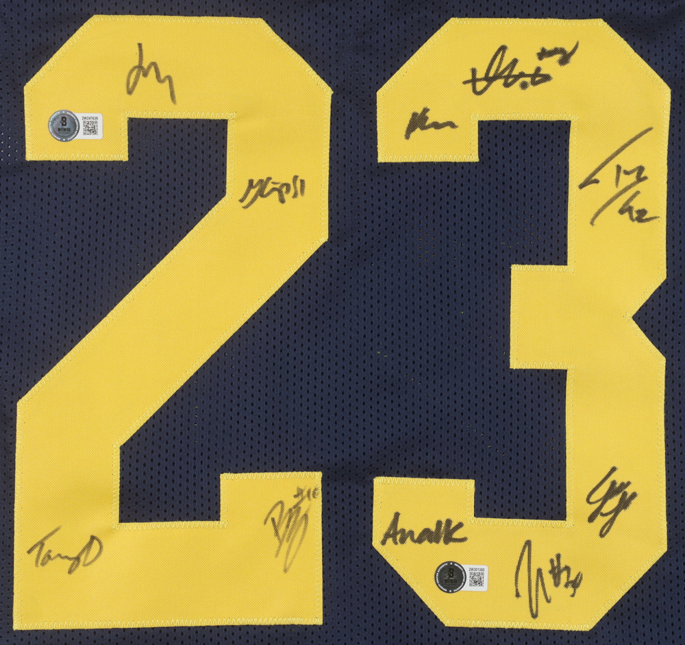 2023 National Champions Jersey Team-Signed by (10) with Tommy Doman, Ja'Den Mcburrows, Greg Crippen, Zeke Berry (Beckett) at PristineAuction.com 2023 National Champions Jersey Team-Signed by (10) with Tommy Doman, Ja'Den Mcburrows, Greg Crippen, Zeke Berry (Beckett) at PristineAuction.com