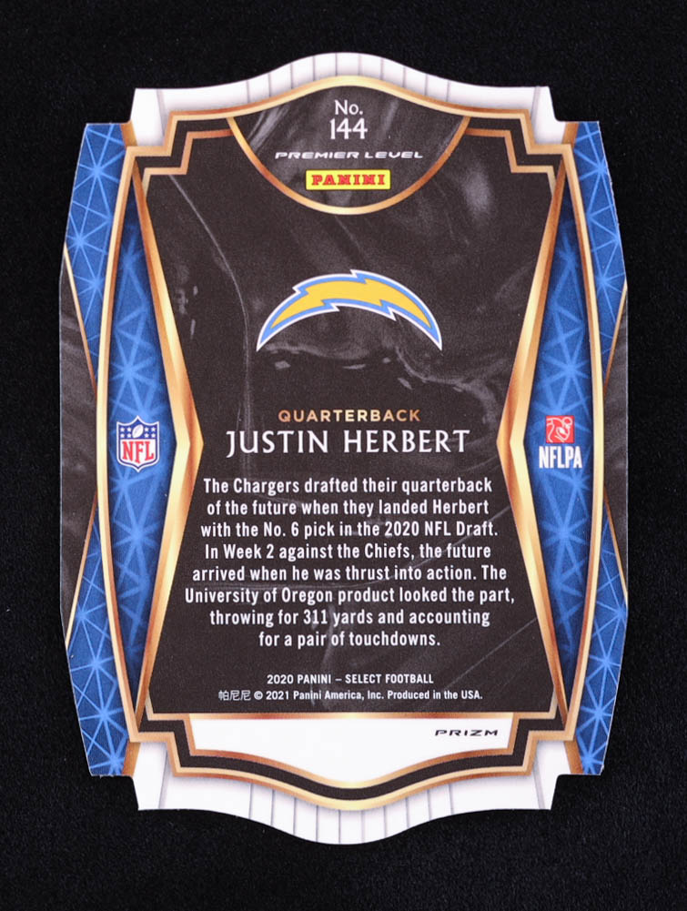 Justin Herbert 2020 Select Prizm Purple Die Cut #144 RC at PristineAuction.com Justin Herbert 2020 Select Prizm Purple Die Cut #144 RC at PristineAuction.com