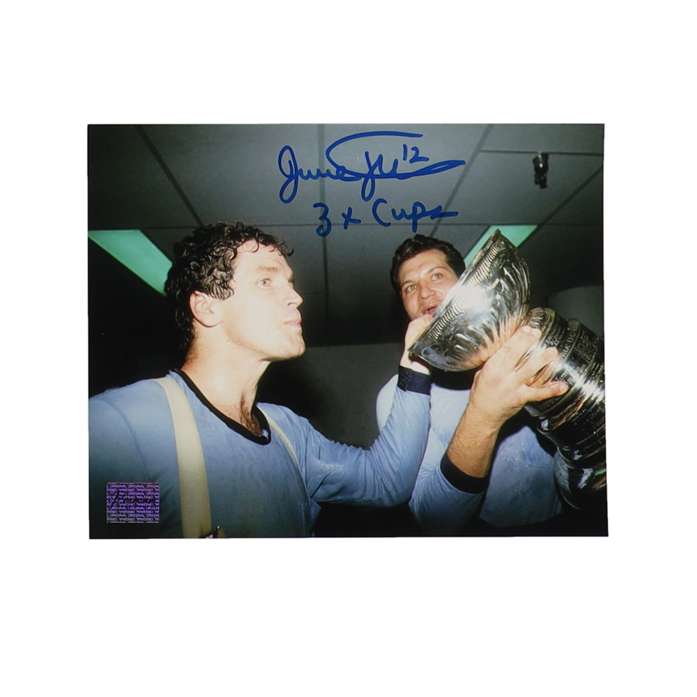 Dave Hunter Signed Oilers 8x10 Photo Inscribed "3x Cups" (Premium Autographs) at PristineAuction.com