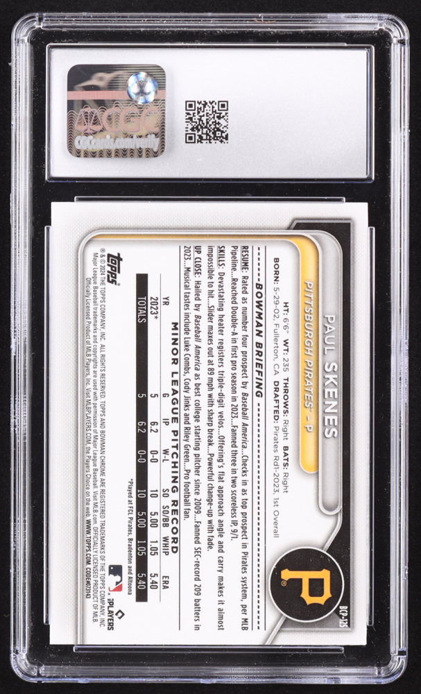 Paul Skenes 2024 Bowman Chrome Prospects #BCP125 RC (CGC 8) at PristineAuction.com Paul Skenes 2024 Bowman Chrome Prospects #BCP125 RC (CGC 8) at PristineAuction.com