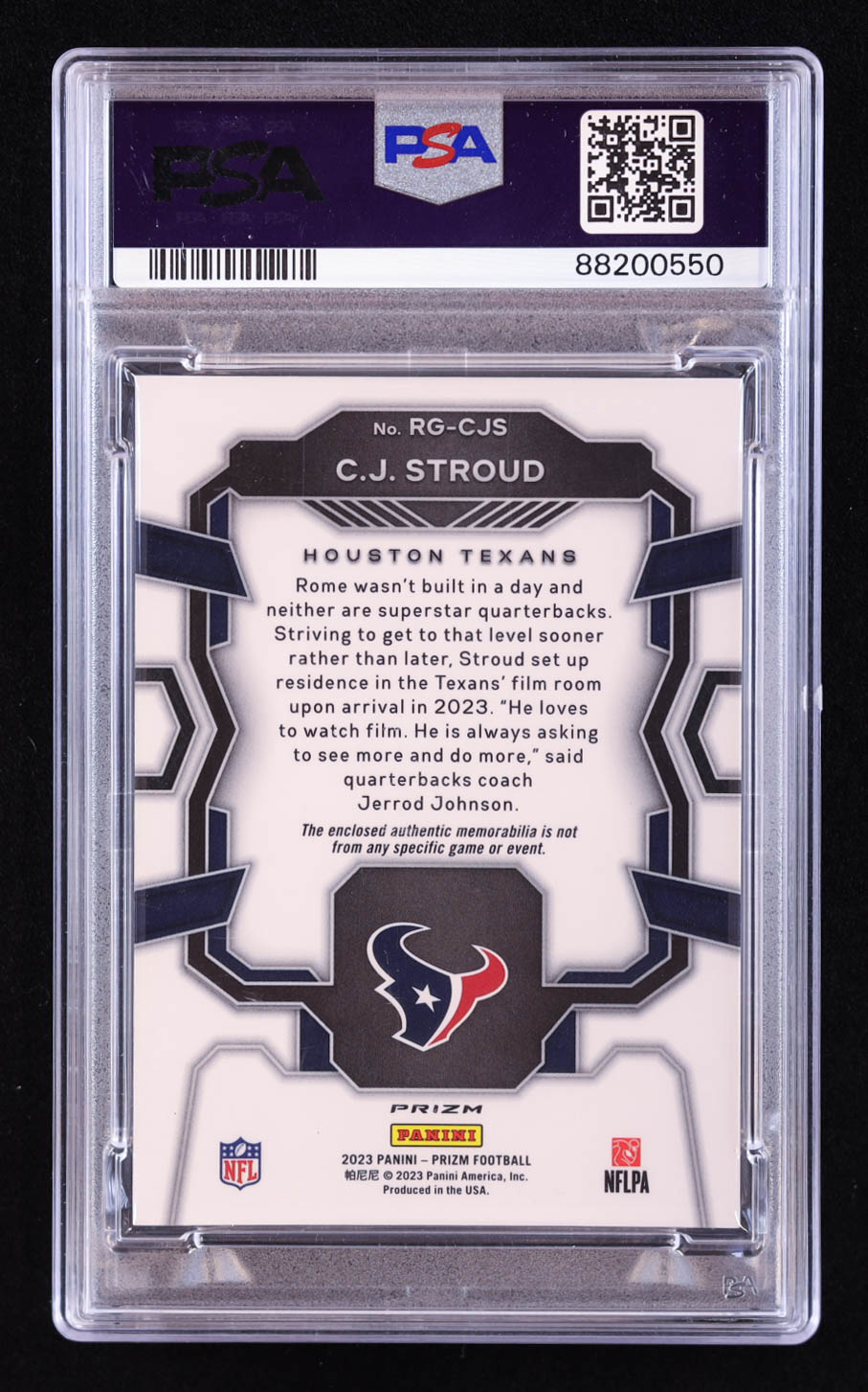 CJ Stroud 2023 Panini Prizm Rookie Gear Prizms Pink #2 RC (PSA 10) at PristineAuction.com CJ Stroud 2023 Panini Prizm Rookie Gear Prizms Pink #2 RC (PSA 10) at PristineAuction.com