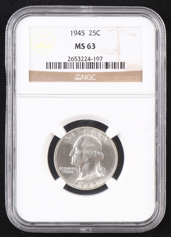 1945 Washington Silver Quarter (NGC MS63) at PristineAuction.com 1945 Washington Silver Quarter (NGC MS63) at PristineAuction.com