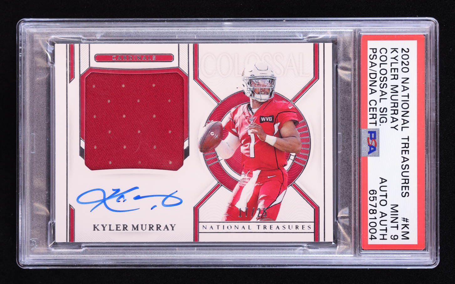 Kyler Murray 2020 Panini National Treasures Colossal Material Signatures #22 #17/25 (PSA 9) at PristineAuction.com Kyler Murray 2020 Panini National Treasures Colossal Material Signatures #22 #17/25 (PSA 9) at PristineAuction.com