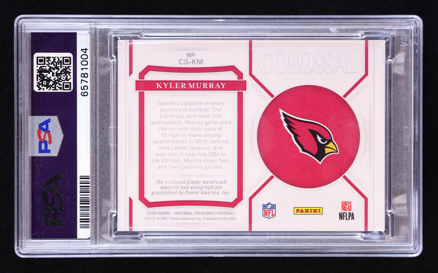 Kyler Murray 2020 Panini National Treasures Colossal Material Signatures #22 #17/25 (PSA 9) at PristineAuction.com Kyler Murray 2020 Panini National Treasures Colossal Material Signatures #22 #17/25 (PSA 9) at PristineAuction.com