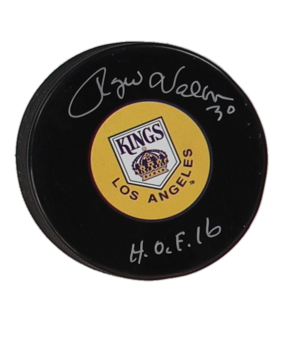 Rogie Vachon Signed Kings Logo Hockey Puck Inscribed "H.O.F. 16" (Premium Autographs) at PristineAuction.com Rogie Vachon Signed Kings Logo Hockey Puck Inscribed "H.O.F. 16" (Premium Autographs) at PristineAuction.com