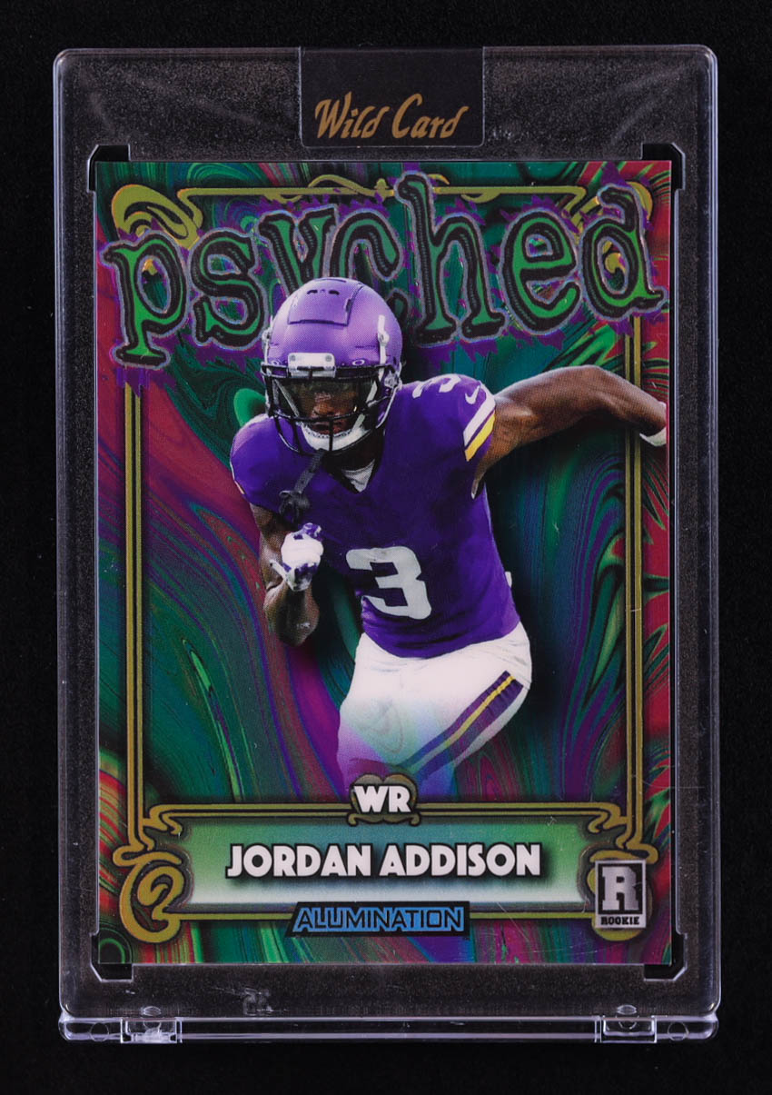 Jordan Addison 2024 Wild Card Alumination Psyched #APJA #12/25 RC at PristineAuction.com Jordan Addison 2024 Wild Card Alumination Psyched #APJA #12/25 RC at PristineAuction.com