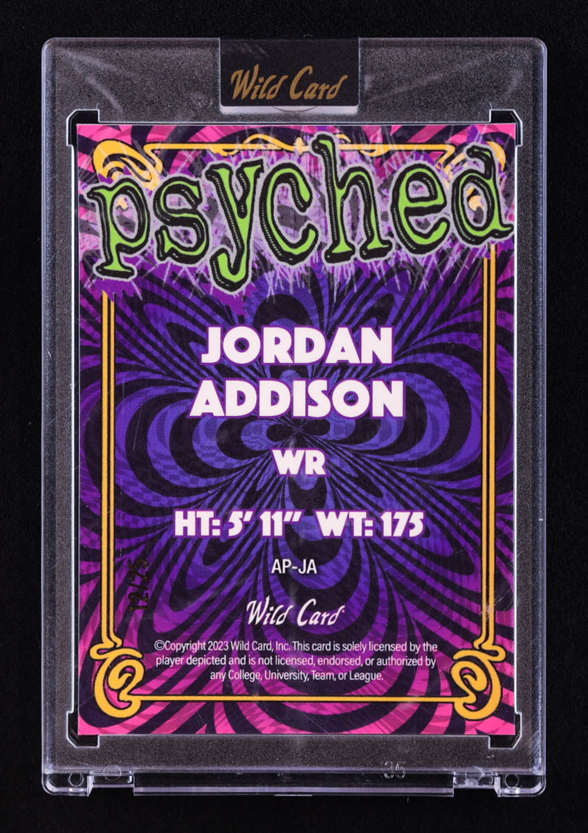 Jordan Addison 2024 Wild Card Alumination Psyched #APJA #12/25 RC at PristineAuction.com Jordan Addison 2024 Wild Card Alumination Psyched #APJA #12/25 RC at PristineAuction.com