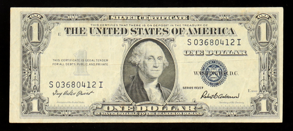 1935-F United States $1 One Dollar Silver Certificate - Blue Seal at PristineAuction.com 1935-F United States $1 One Dollar Silver Certificate - Blue Seal at PristineAuction.com