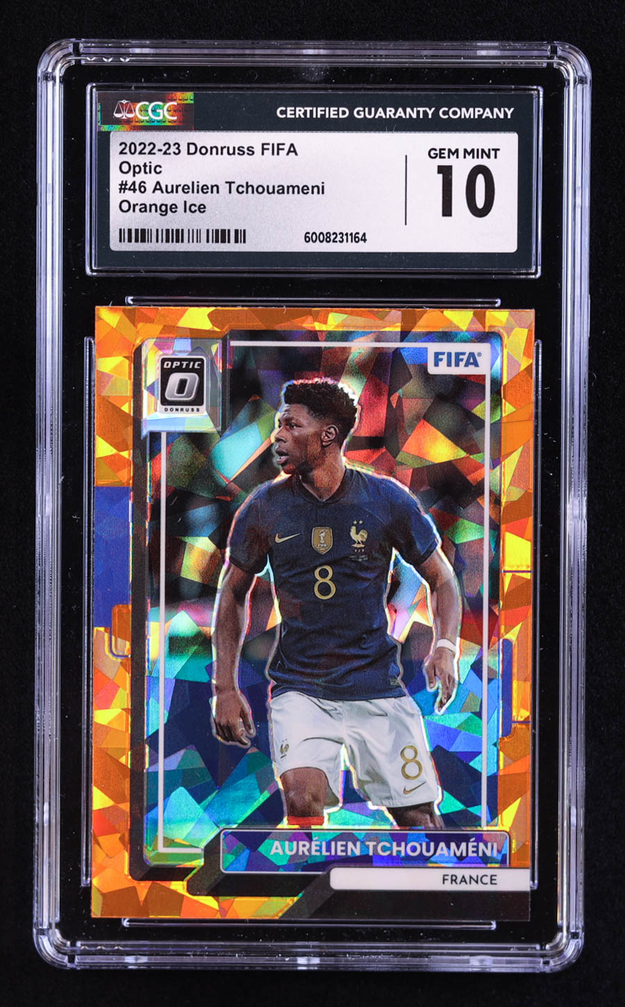 Aurelien Tchouameni 2022-23 Donruss Optic Orange Ice #46 (CGC 10) at PristineAuction.com Aurelien Tchouameni 2022-23 Donruss Optic Orange Ice #46 (CGC 10) at PristineAuction.com