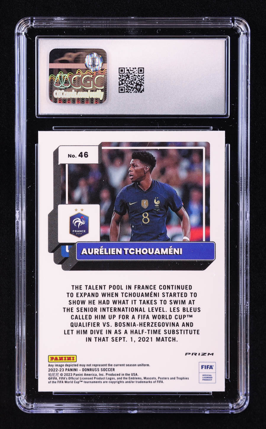 Aurelien Tchouameni 2022-23 Donruss Optic Orange Ice #46 (CGC 10) at PristineAuction.com Aurelien Tchouameni 2022-23 Donruss Optic Orange Ice #46 (CGC 10) at PristineAuction.com