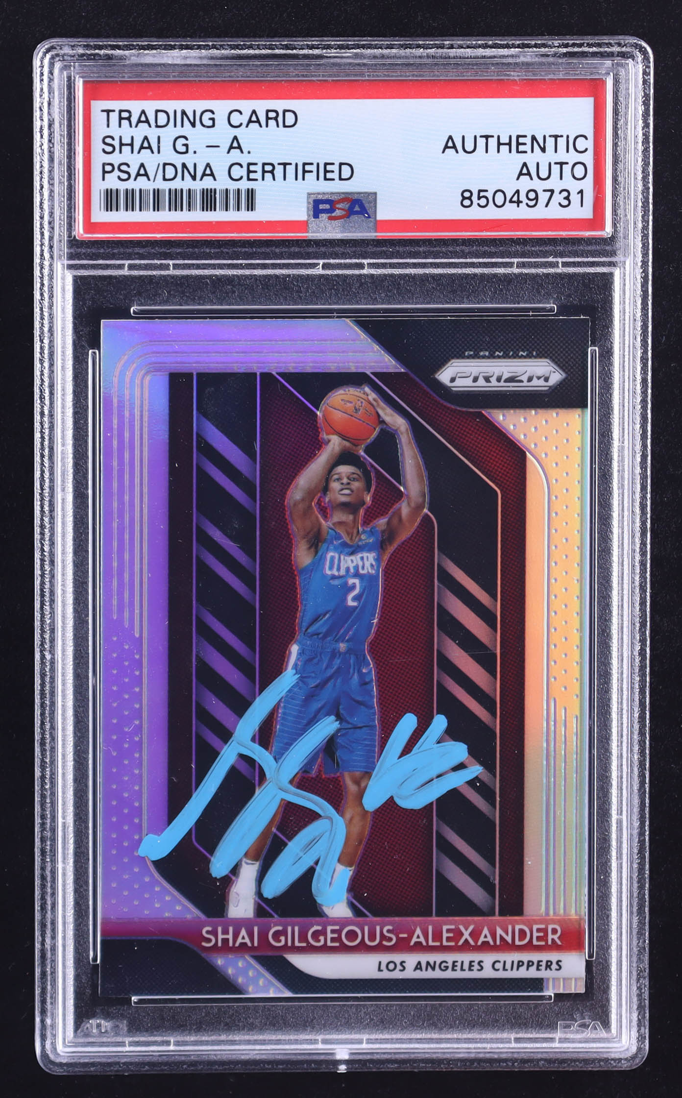 Shai Gilgeous-Alexander Signed 2018-19 Panini Prizm Prizms Silver #184 RC (PSA) at PristineAuction.com Shai Gilgeous-Alexander Signed 2018-19 Panini Prizm Prizms Silver #184 RC (PSA) at PristineAuction.com