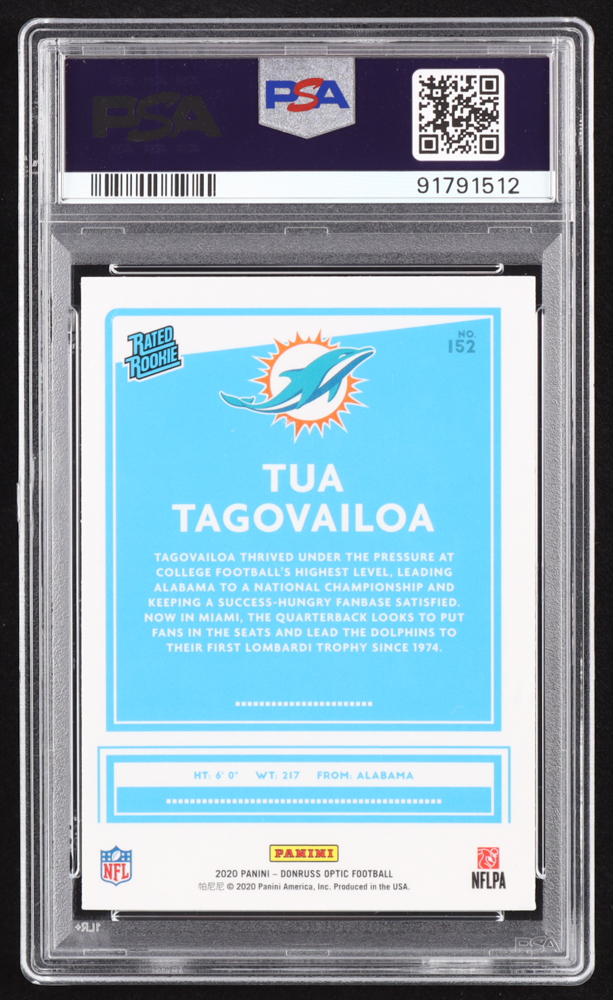 Tua Tagovailoa 2020 Donruss Optic #152 RR RC (PSA 10) at PristineAuction.com Tua Tagovailoa 2020 Donruss Optic #152 RR RC (PSA 10) at PristineAuction.com