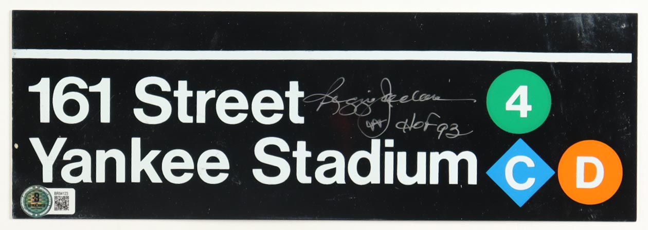 Reggie Jackson Signed "161 Street Yankee Stadium" 4x12 Metal Street Sign Inscribed "HOF 93" (Beckett) at PristineAuction.com Reggie Jackson Signed "161 Street Yankee Stadium" 4x12 Metal Street Sign Inscribed "HOF 93" (Beckett) at PristineAuction.com