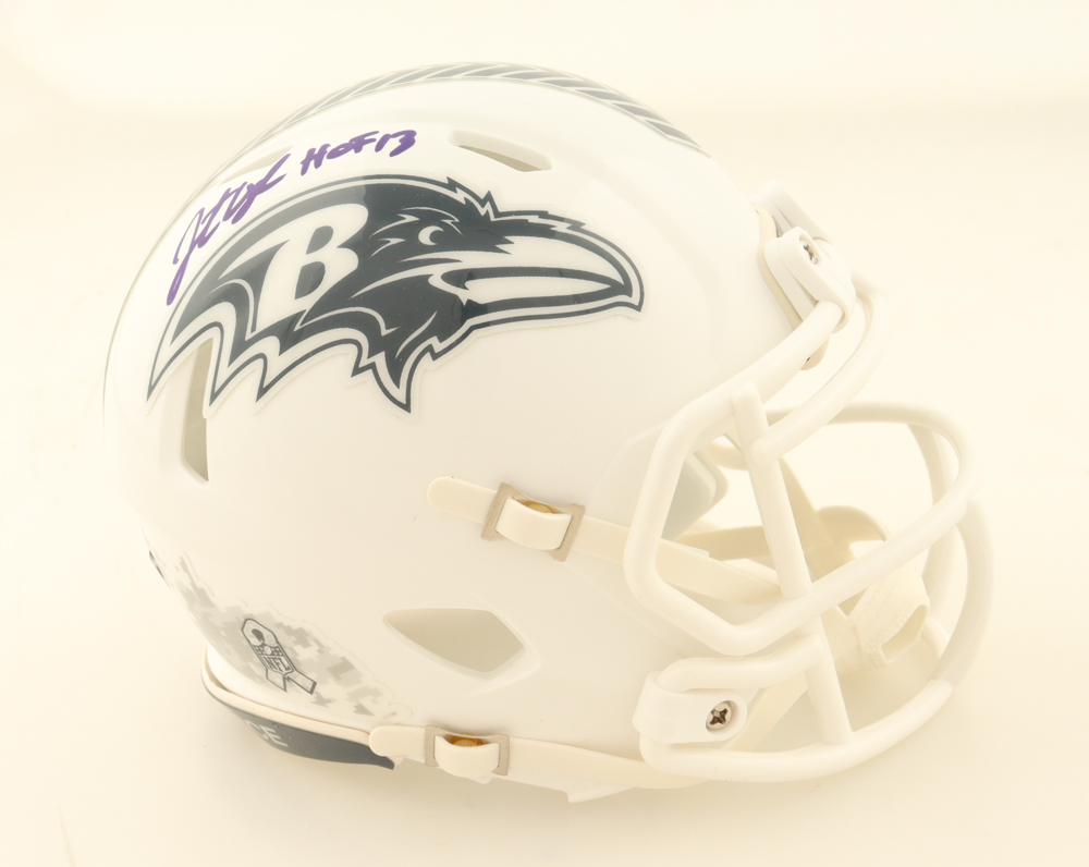 Jonathan Ogden Signed Ravens Salute To Service Alternate Speed Mini Helmet Inscribed "HOF 13" (Beckett) at PristineAuction.com Jonathan Ogden Signed Ravens Salute To Service Alternate Speed Mini Helmet Inscribed "HOF 13" (Beckett) at PristineAuction.com