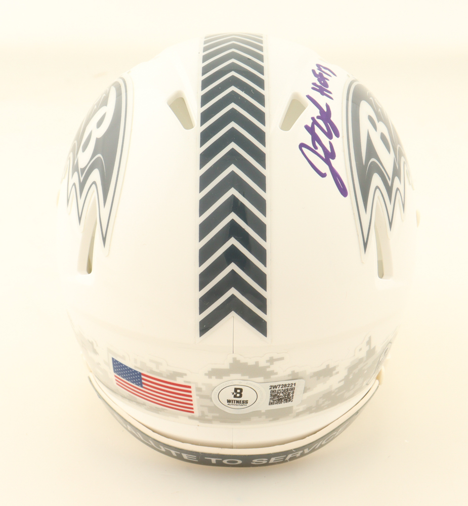 Jonathan Ogden Signed Ravens Salute To Service Alternate Speed Mini Helmet Inscribed "HOF 13" (Beckett) at PristineAuction.com Jonathan Ogden Signed Ravens Salute To Service Alternate Speed Mini Helmet Inscribed "HOF 13" (Beckett) at PristineAuction.com