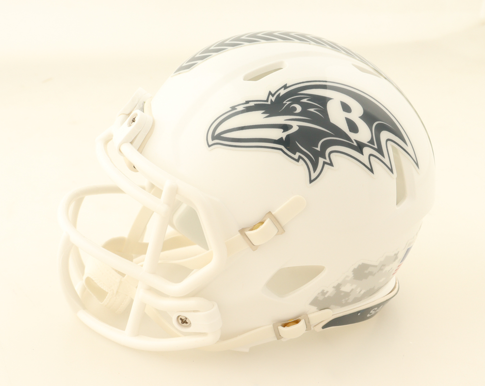 Jonathan Ogden Signed Ravens Salute To Service Alternate Speed Mini Helmet Inscribed "HOF 13" (Beckett) at PristineAuction.com Jonathan Ogden Signed Ravens Salute To Service Alternate Speed Mini Helmet Inscribed "HOF 13" (Beckett) at PristineAuction.com