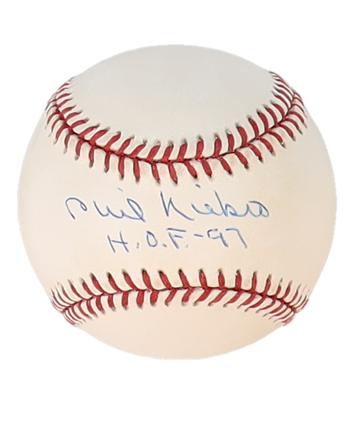 Phil Niekro Signed ONL Baseball Inscribed "H.O.F. -97" (PSA) at PristineAuction.com Phil Niekro Signed ONL Baseball Inscribed "H.O.F. -97" (PSA) at PristineAuction.com