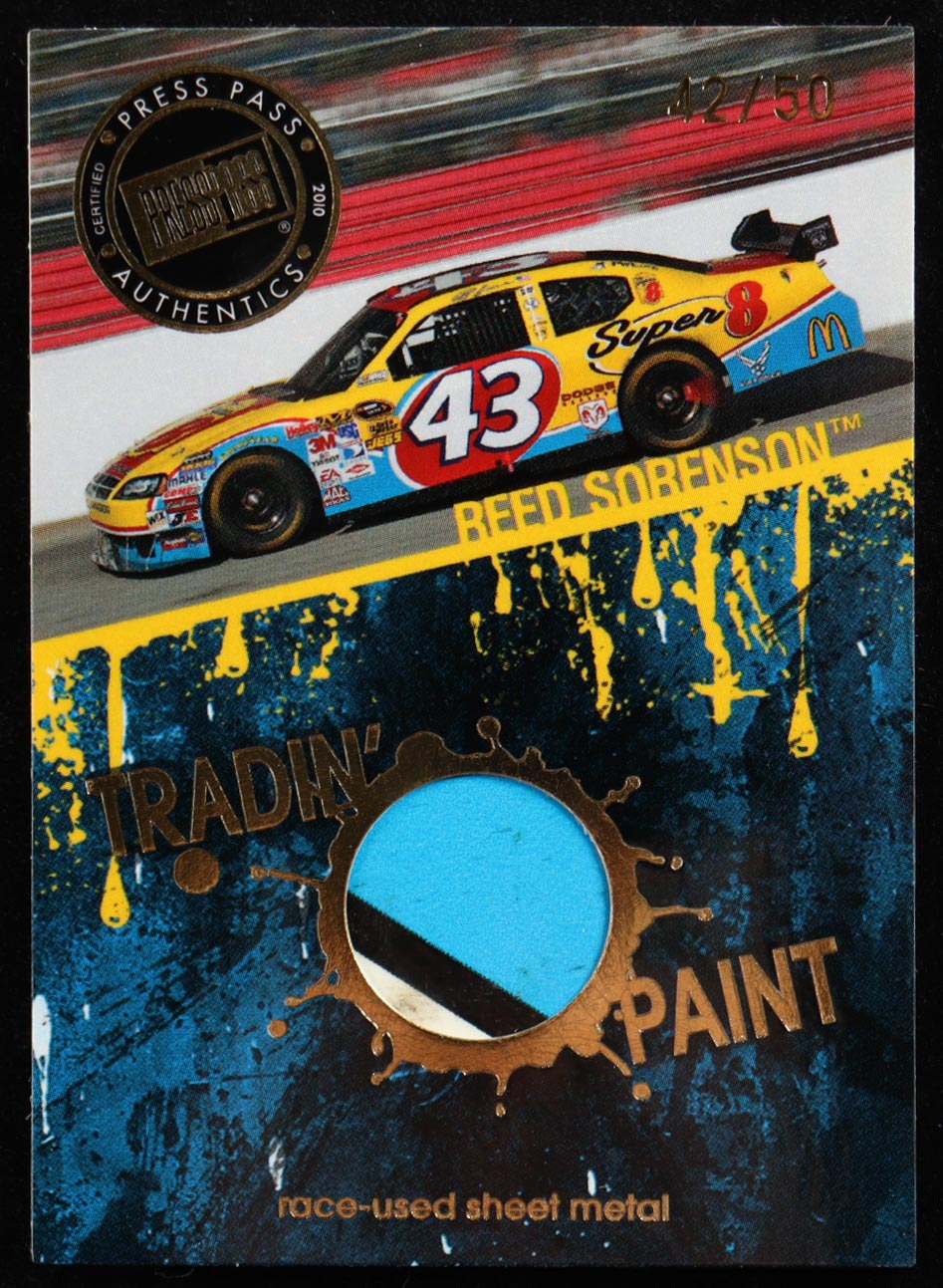 Reed Sorenson 2010 Press Pass Tradin' Paint Sheet Metal # TP-RS #42/50 at PristineAuction.com Reed Sorenson 2010 Press Pass Tradin' Paint Sheet Metal # TP-RS #42/50 at PristineAuction.com