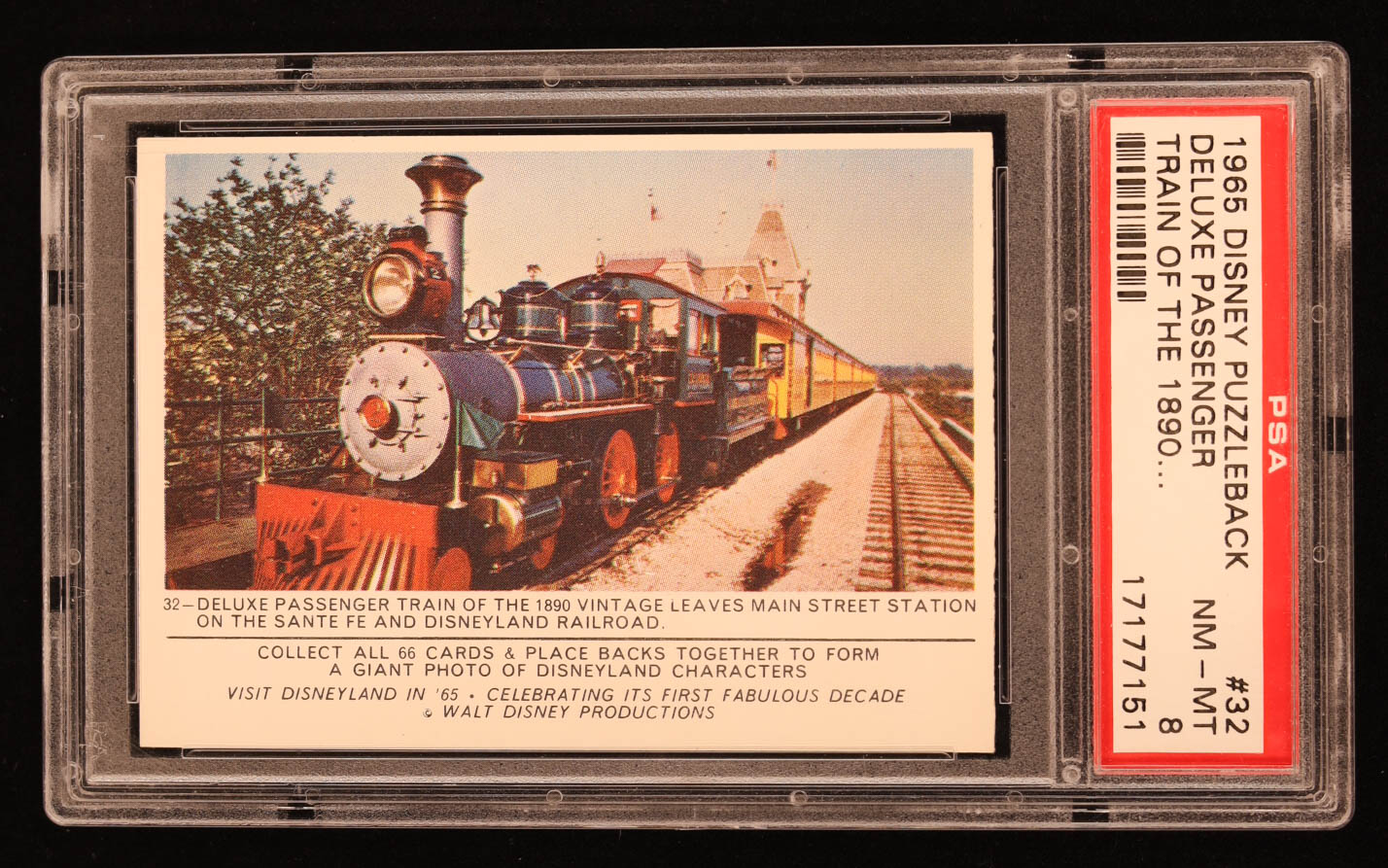 Deluxe Passenger Train of the 1890 1965 Donruss Disneyland Puzzle Backs #32 (PSA 8) at PristineAuction.com Deluxe Passenger Train of the 1890 1965 Donruss Disneyland Puzzle Backs #32 (PSA 8) at PristineAuction.com