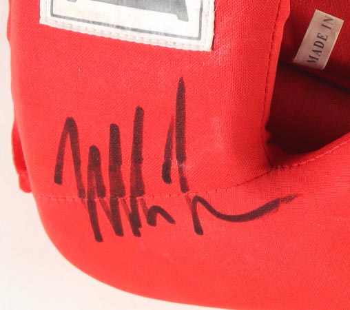 Mike Tyson Signed Everlast Head Gear With Display Case & Wristwraps (Tyson) at PristineAuction.com Mike Tyson Signed Everlast Head Gear With Display Case & Wristwraps (Tyson) at PristineAuction.com