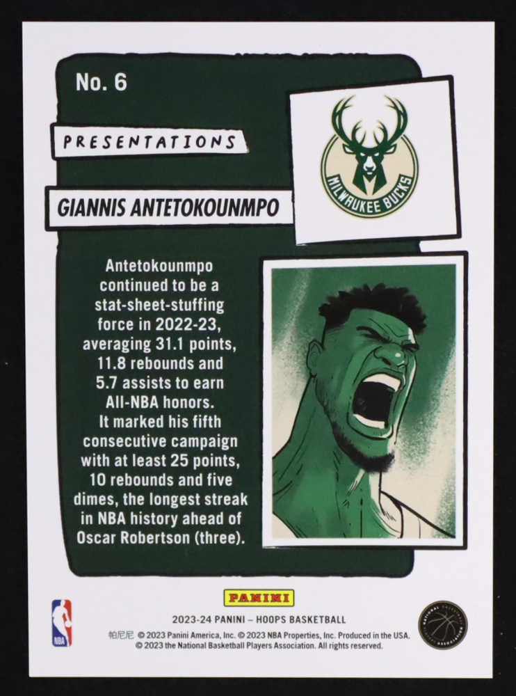 Giannis Antetokounmpo 2023-24 Hoops Presentations #6 at PristineAuction.com Giannis Antetokounmpo 2023-24 Hoops Presentations #6 at PristineAuction.com