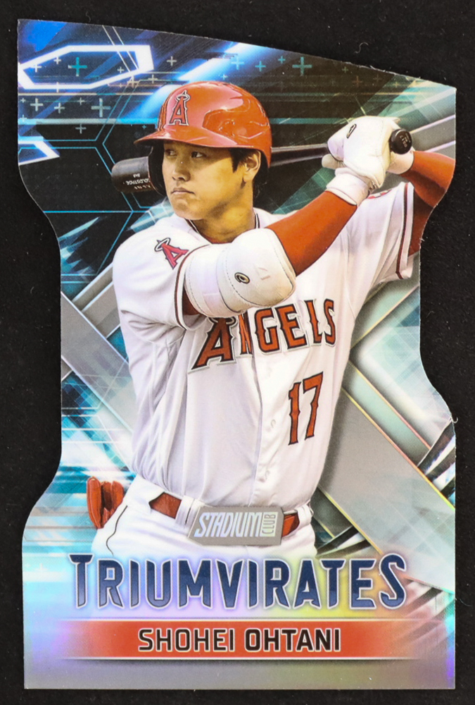 Shohei Ohtani 2023 Stadium Club Triumvirates #T27 at PristineAuction.com Shohei Ohtani 2023 Stadium Club Triumvirates #T27 at PristineAuction.com