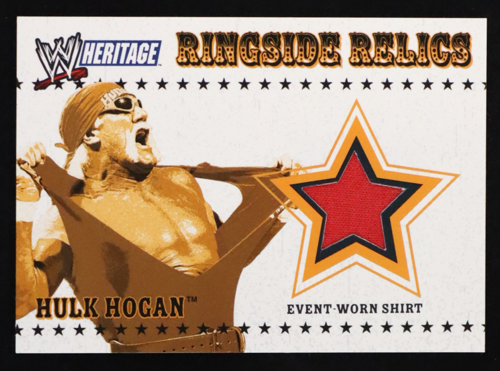Hulk Hogan 2005 Topps Heritage WWE Event-Worn Ringside Relics #NNO at PristineAuction.com Hulk Hogan 2005 Topps Heritage WWE Event-Worn Ringside Relics #NNO at PristineAuction.com