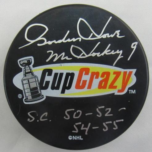 Gordie Howe Signed "Cup Crazy" Hockey Puck Inscribed "Mr. Hockey" & "S.C. 50-52-54-55" (JSA) at PristineAuction.com Gordie Howe Signed "Cup Crazy" Hockey Puck Inscribed "Mr. Hockey" & "S.C. 50-52-54-55" (JSA) at PristineAuction.com
