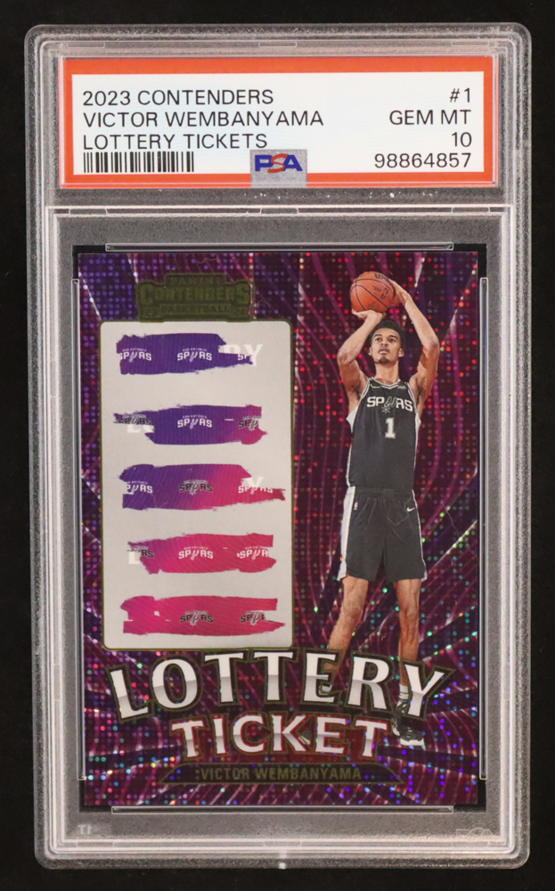Victor Wembanyama 2023-24 Panini Contenders Lottery Ticket #1 RC (PSA 10) at PristineAuction.com Victor Wembanyama 2023-24 Panini Contenders Lottery Ticket #1 RC (PSA 10) at PristineAuction.com