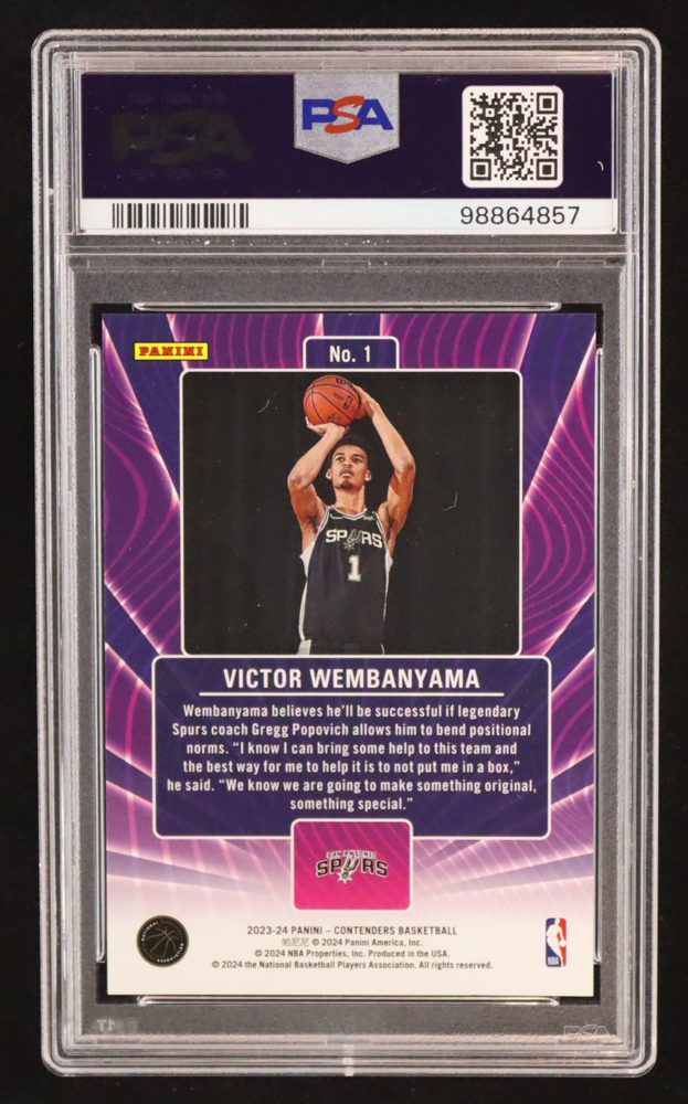 Victor Wembanyama 2023-24 Panini Contenders Lottery Ticket #1 RC (PSA 10) at PristineAuction.com Victor Wembanyama 2023-24 Panini Contenders Lottery Ticket #1 RC (PSA 10) at PristineAuction.com